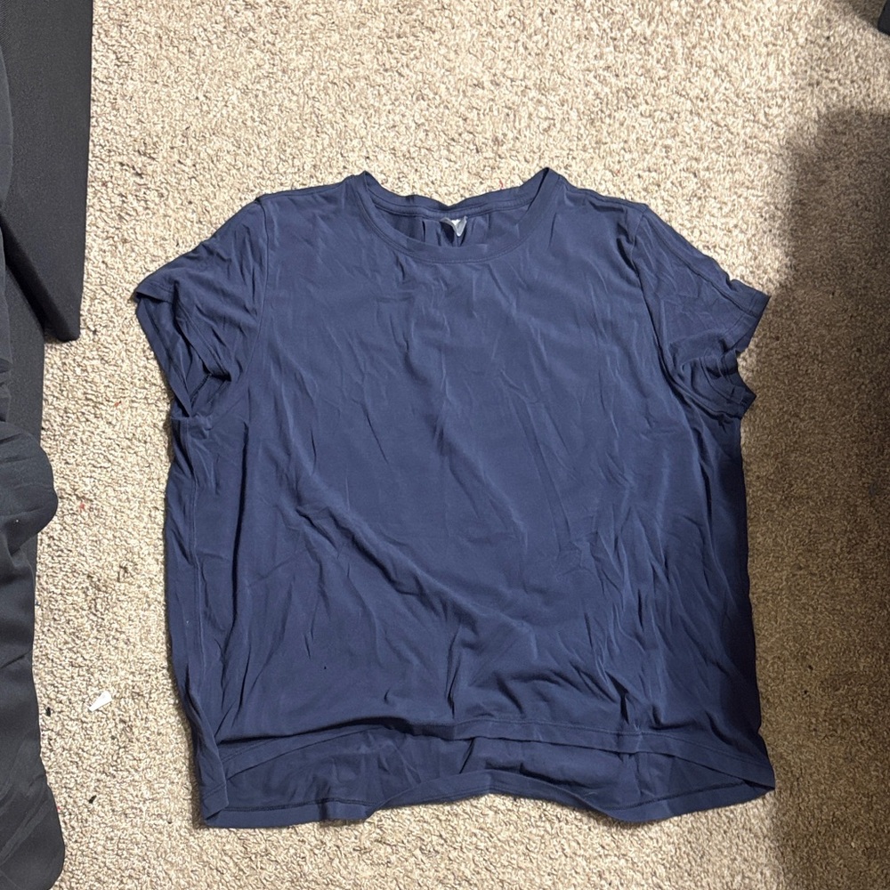 Athleta With Ease Short-Sleeve Navy Blue Size: Small